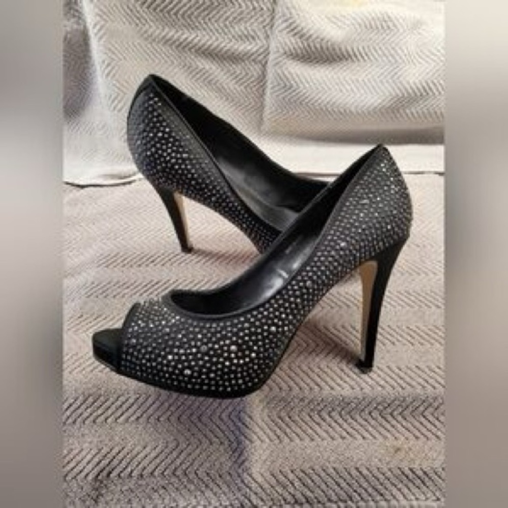 Elegant Black Peep-Toe Heels
